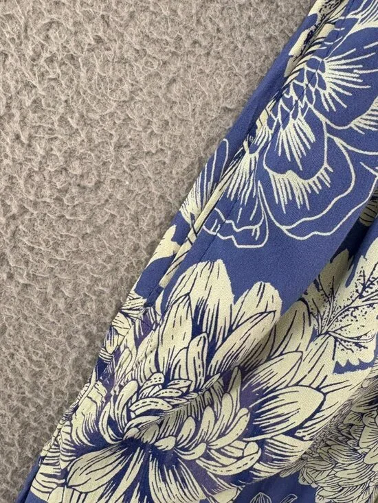 NWT Angie Blue Floral Keyhole Wide Leg Jumpsuit Boho L - Picture 8 of 10